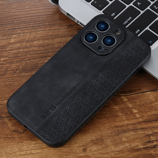 For iPhone 15 Pro Max AZNS 3D Embossed Skin Feel Phone Case(Black) by AZNS