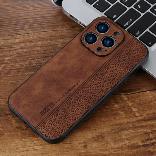 For iPhone 15 Pro Max AZNS 3D Embossed Skin Feel Phone Case(Brown) by AZNS