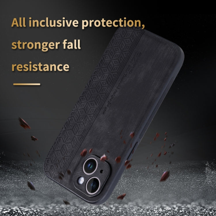 For iPhone 15 AZNS 3D Embossed Skin Feel Phone Case(Purple) by AZNS