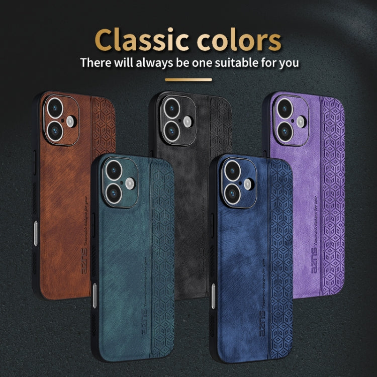 For iPhone 16 Plus AZNS 3D Embossed Skin Feel Phone Case(Purple) by AZNS