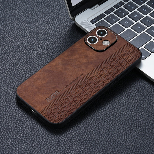 For iPhone 16 Plus AZNS 3D Embossed Skin Feel Phone Case(Brown) by AZNS