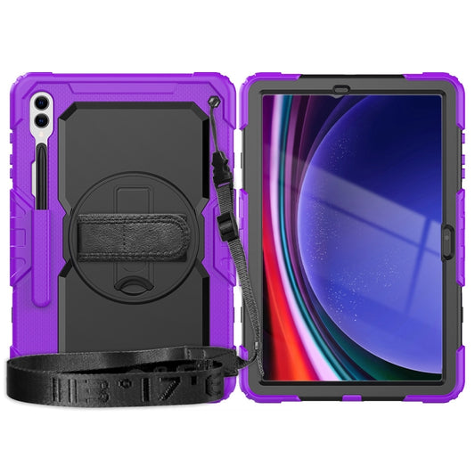 For Samsung Galaxy Tab S10+ / S9+ / S9 FE+ Lucky Wheel Grip Silicone Hybrid PC Tablet Case with Shoulder Strap(Purple+Black) by bashfashion
