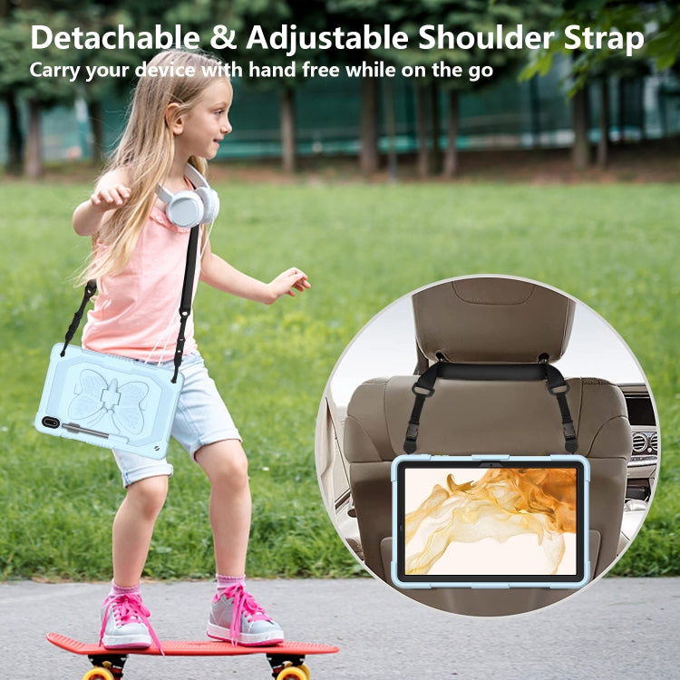 For Samsung Galaxy Tab S9+ Butterfly Kickstand Heavy Duty Hard Rugged Tablet Case(Ice Blue) by bashfashion