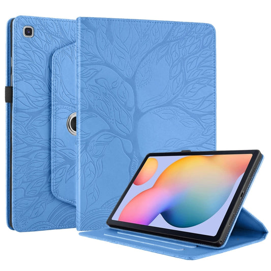 For Samsung Galaxy Tab A7 Lite T220 Tree Life Embossed Rotation Leather Tablet Case(Blue) by bashfashion