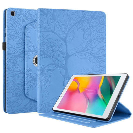 For Samsung Galaxy Tab A 8.0 2019 / T290 Tree Life Embossed Rotation Leather Tablet Case(Blue) by bashfashion