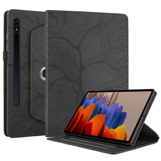 For Samsung Galaxy Tab S10+ / S9+ / S8+ Tree Life Embossed Rotation Leather Tablet Case(Black) by bashfashion