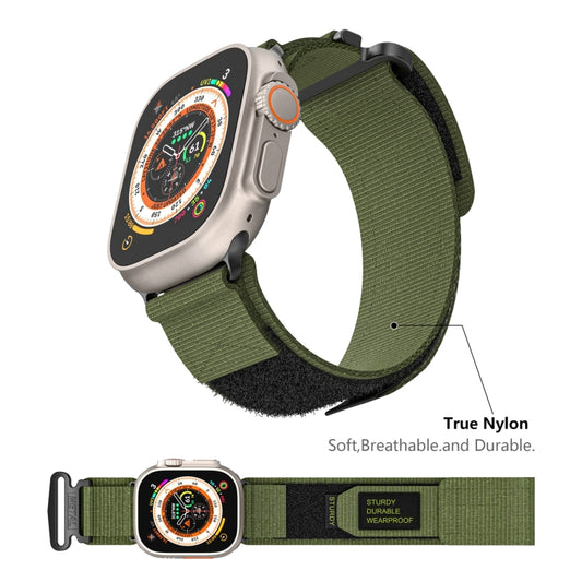 For Apple Watch Series 8 45mm AW Nylon Two-Section Watch Band(Army Green) by bashfashion