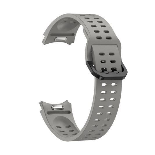 For Samsung Galaxy Watch 6 Double-row Hole Solid Color Silicone Watch Band(Grey) by bashfashion