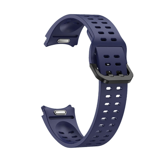 For Samsung Galaxy Watch 6 Double-row Hole Solid Color Silicone Watch Band(Dark Blue) by bashfashion