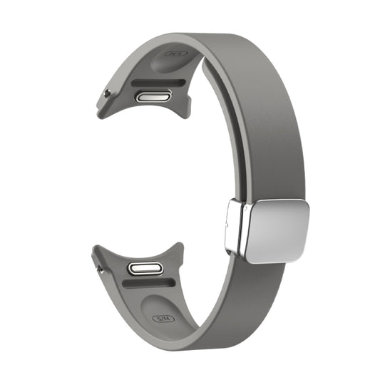 For Samsung Galaxy Watch 6 Magnetic Folding Silver Buckle Silicone Watch Band(Grey) by bashfashion
