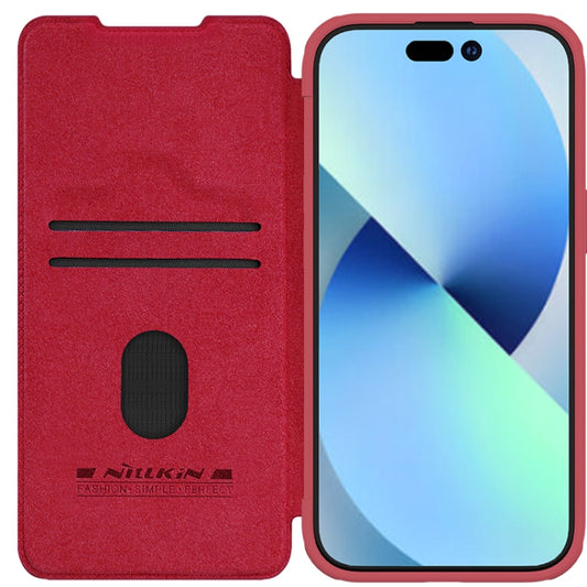 For iPhone 15 Plus NILLKIN QIN Series Pro Sliding Camera Cover Design Leather Phone Case(Red) by NILLKIN