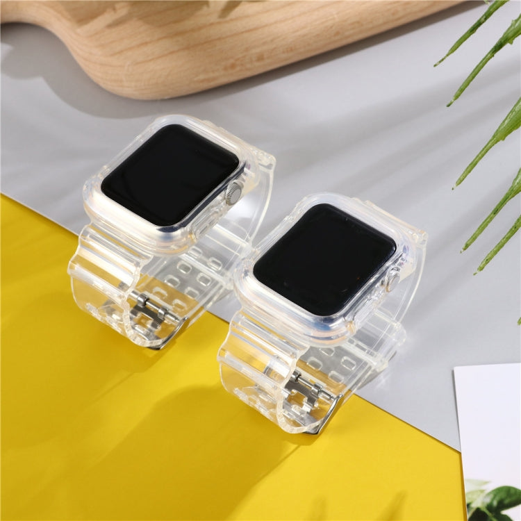 For Apple Watch Series 7 45mm / 6 & SE & 5 & 4 44mm / 3 & 2 & 1 42mm Transparent TPU Integrated Watch Band by bashfashion