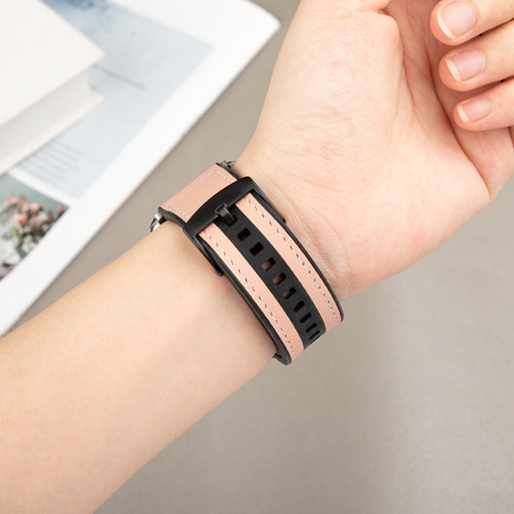 For Apple Watch SE 44mm Hybrid Leather Silicone Watch Band(White) by bashfashion