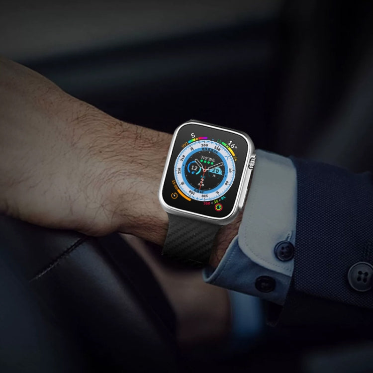 For Apple Watch Ultra 49mm Carbon Fiber Pattern Magnetic Buckle Silicone Watch Band(Apricot Color) by bashfashion
