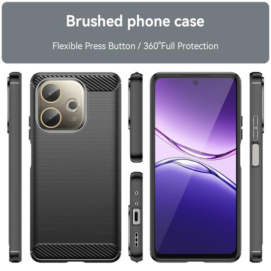 For OPPO A5 Pro 5G Global Carbon Fiber Brushed Texture TPU Phone Case(Black) by bashfashion