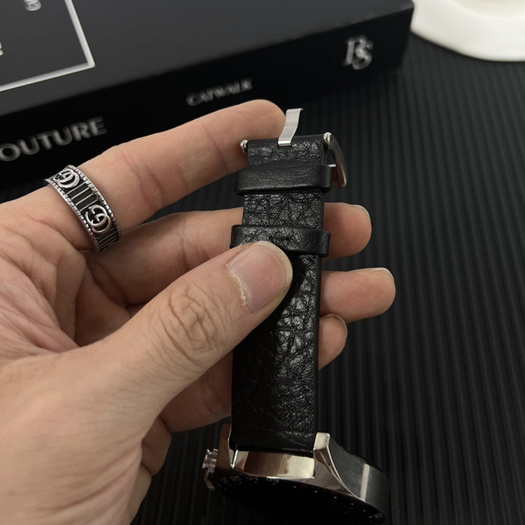 22mm Universal Buffalo Leather Watch Band(Black) by bashfashion