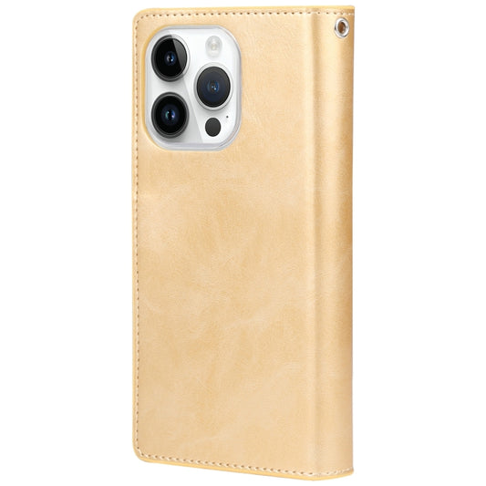 For iPhone 15 Pro Max GOOSPERY MANSOOR DIARY 9 Card Slots Leather Phone Case(Gold) by GOOSPERY