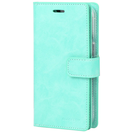For iPhone 15 GOOSPERY MANSOOR DIARY 9 Card Slots Leather Phone Case(Mint Green) by GOOSPERY