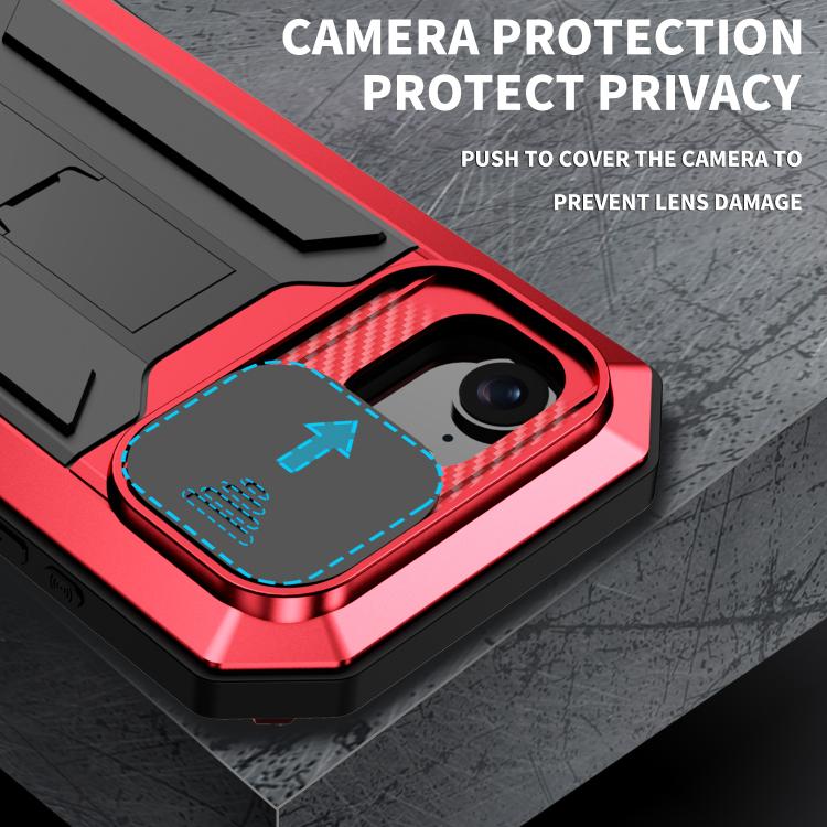 For iPhone 16e R-JUST Sliding Camera IP54 Life Waterproof Holder Phone Case(Red) by R-JUST