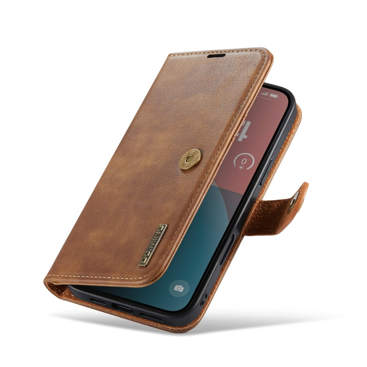For iPhone 16 DG.MING Crazy Horse Texture Detachable Magnetic Leather Phone Case(Brown) by DG.MING