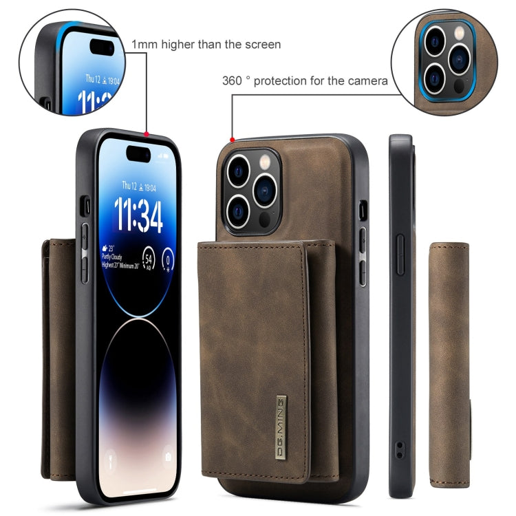 For iPhone 15 Pro Max DG.MING M1 Series 3-Fold Multi Card Wallet Leather Phone Case(Coffee) by DG.MING