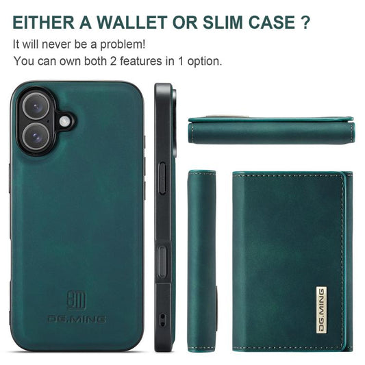 For iPhone 17 DG.MING M1 Series 3-Fold Multi Card Wallet Leather Phone Case(Green) by DG.MING