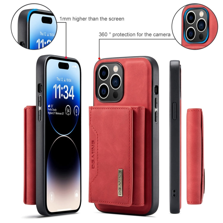 For iPhone 15 Pro DG.MING M2 Series 3-Fold Card Bag Wallet Leather Phone Case(Red) by DG.MING