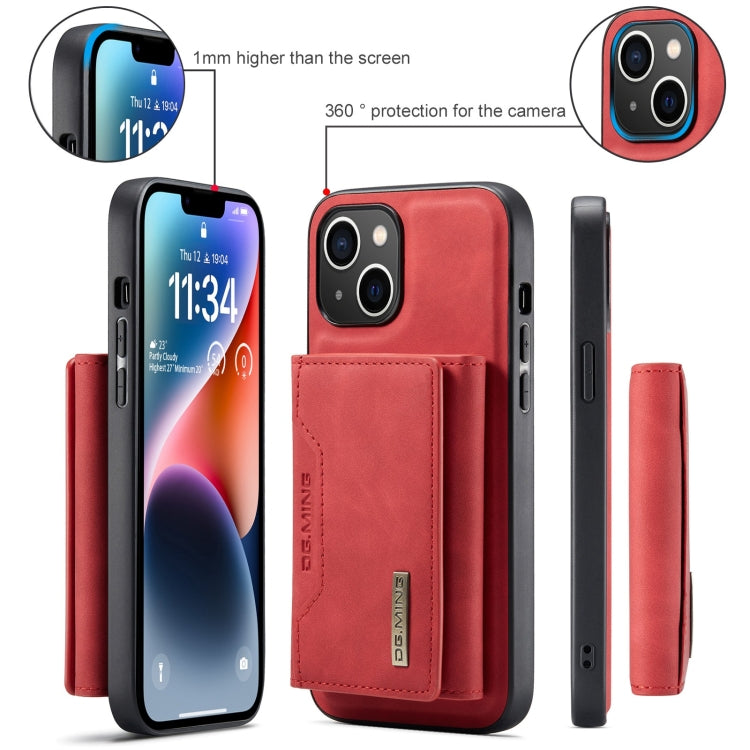 For iPhone 15 Plus DG.MING M2 Series 3-Fold Card Bag Wallet Leather Phone Case(Red) by DG.MING