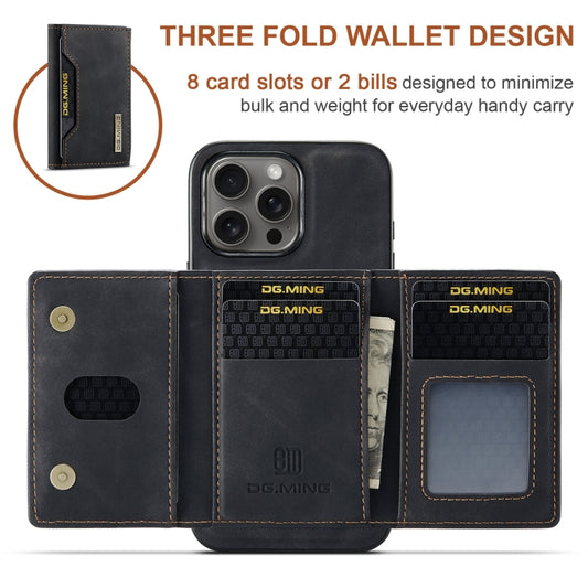 For iPhone 16 Pro Max DG.MING M2 Series 3-Fold Card Bag Wallet Leather Phone Case(Black) by DG.MING