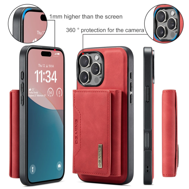 For iPhone 16 Pro DG.MING M2 Series 3-Fold Card Bag Wallet Leather Phone Case(Red) by DG.MING