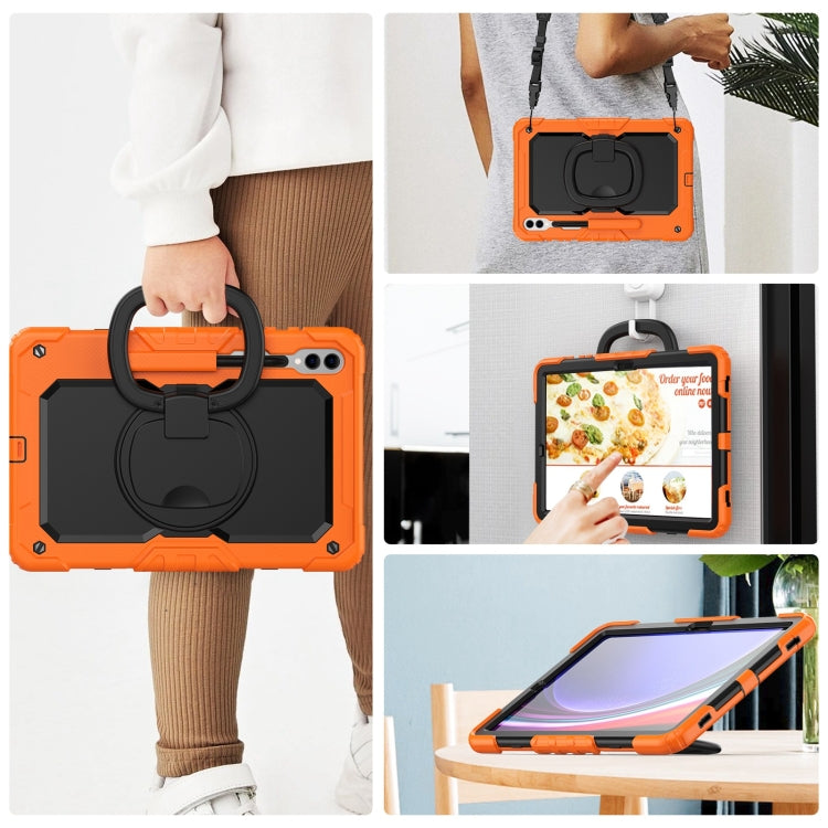 For Samsung Galaxy Tab S9+ / S10+ D Type Silicone Hybrid PC Tablet Case with Handle Holder(Orange) by bashfashion
