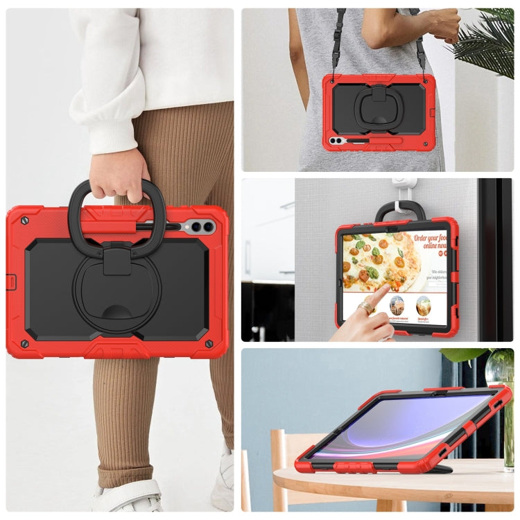 For Samsung Galaxy Tab S9+ / S10+ D Type Silicone Hybrid PC Tablet Case with Handle Holder(Red) by bashfashion
