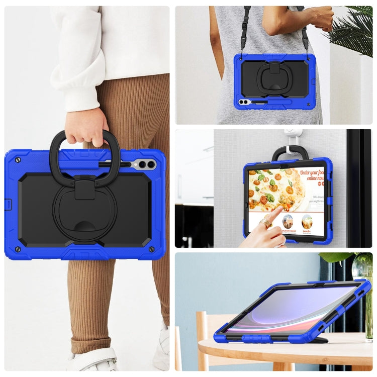 For Samsung Galaxy Tab S9+ / S10+ D Type Silicone Hybrid PC Tablet Case with Handle Holder(Blue) by bashfashion