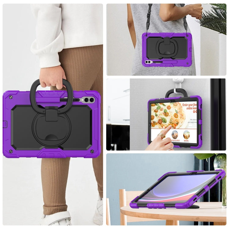 For Samsung Galaxy Tab S9+ / S10+ D Type Silicone Hybrid PC Tablet Case with Handle Holder(Purple) by bashfashion