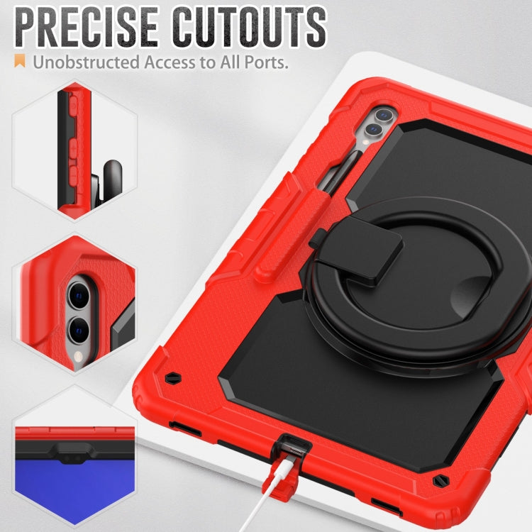 For Samsung Galaxy Tab S10 Ultra D Type Silicone Hybrid PC Tablet Case with Handle Holder(Red) by bashfashion