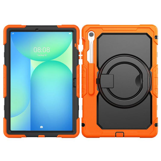 For Samsung Galaxy Tab S10 FE+ D Type Silicone Hybrid PC Tablet Case with Handle Holder(Orange) by bashfashion