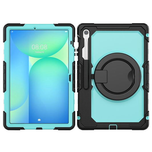 For Samsung Galaxy Tab S10 FE+ D Type Silicone Hybrid PC Tablet Case with Handle Holder(Light Blue PC) by bashfashion