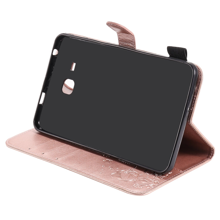 For Samsung Galaxy Tab A7.0 (2016) T280 Cat Bee Embossing Pattern Shockproof Table PC Protective Horizontal Flip Leather Case with Holder & Card Slots & Wallet & Pen Slot & Wake-up / Sleep Function(Rose Gold) by bashfashion