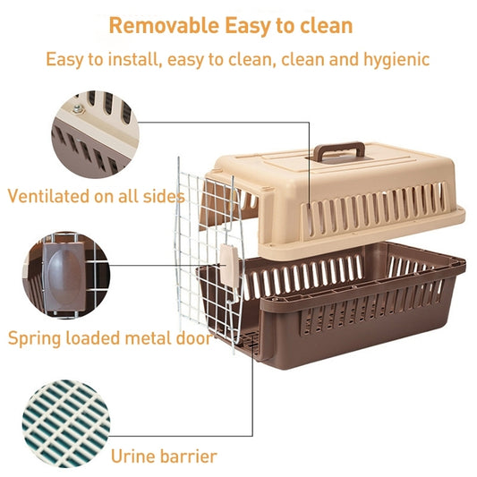 Pet Aviation Box Portable Travel Cat Cage Small Dog Air Transport Box 48x32x30cm(Coffee) by bashfashion