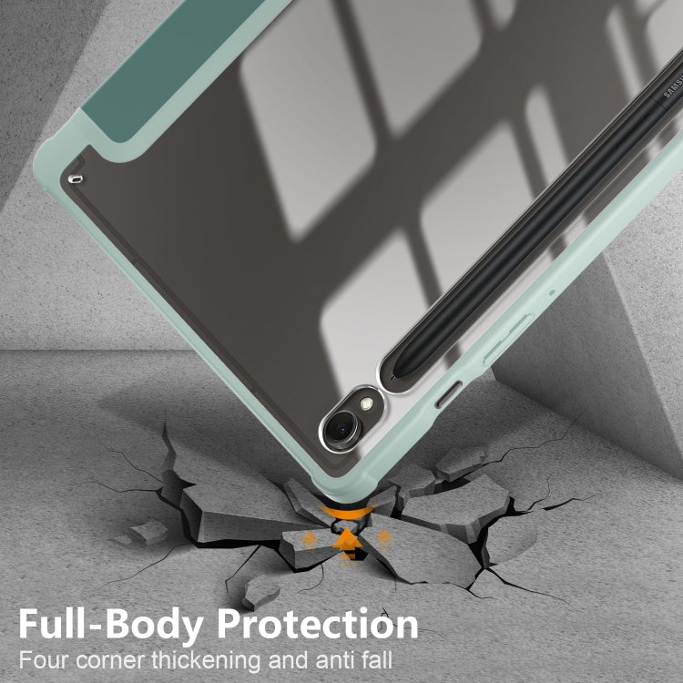 For Samsung Galaxy Tab S9 Acrylic 3-folding Smart Leather Tablet Case(Deep Green) by bashfashion