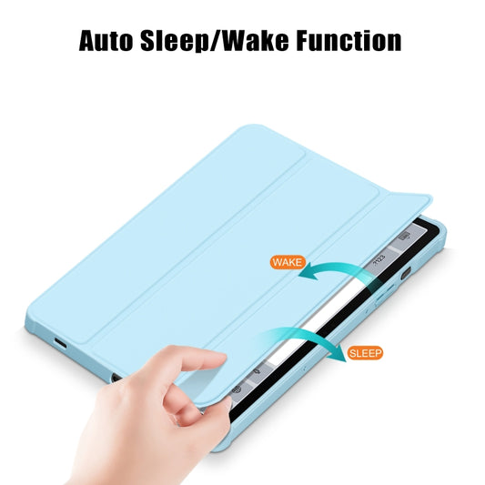 For Samsung Galaxy Tab S9 Acrylic 3-folding Smart Leather Tablet Case(Sky Blue) by bashfashion