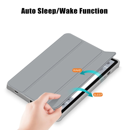 For Samsung Galaxy Tab S9 Acrylic 3-folding Smart Leather Tablet Case(Grey) by bashfashion