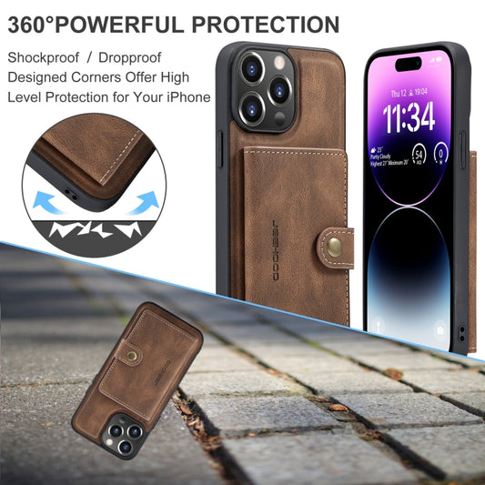 For iPhone 15 Pro JEEHOOD Retro Magnetic Detachable Leather Phone Case(Brown) by JEEHOOD