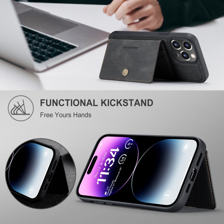 For iPhone 15 Pro JEEHOOD Retro Magnetic Detachable Leather Phone Case(Black) by JEEHOOD