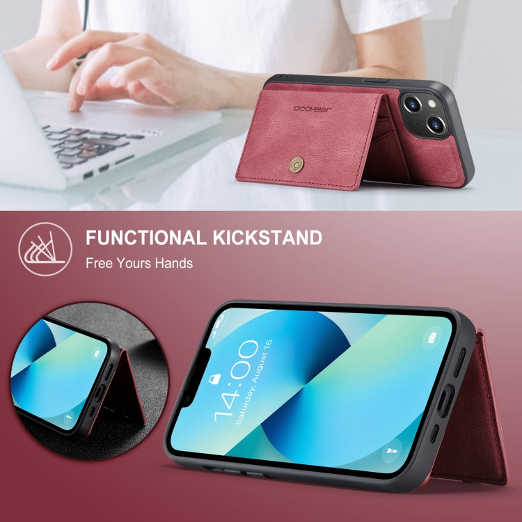 For iPhone 15 JEEHOOD Retro Magnetic Detachable Leather Phone Case(Red) by JEEHOOD