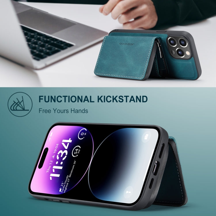 For iPhone 15 Pro JEEHOOD Magnetic Zipper Wallet Leather Phone Case(Blue) by JEEHOOD