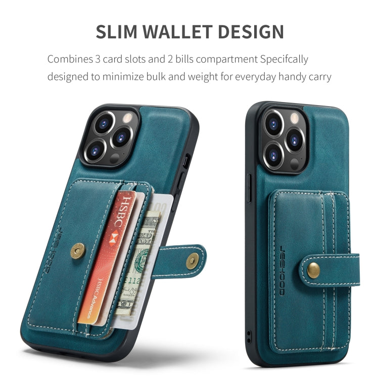 For iPhone 15 Pro Max JEEHOOD RFID Blocking Anti-Theft Magnetic PU Phone Case(Blue) by JEEHOOD