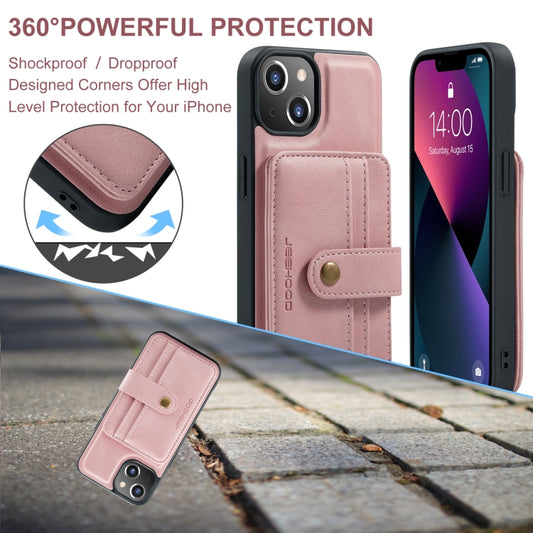 For iPhone 15 JEEHOOD RFID Blocking Anti-Theft Magnetic PU Phone Case(Pink) by JEEHOOD