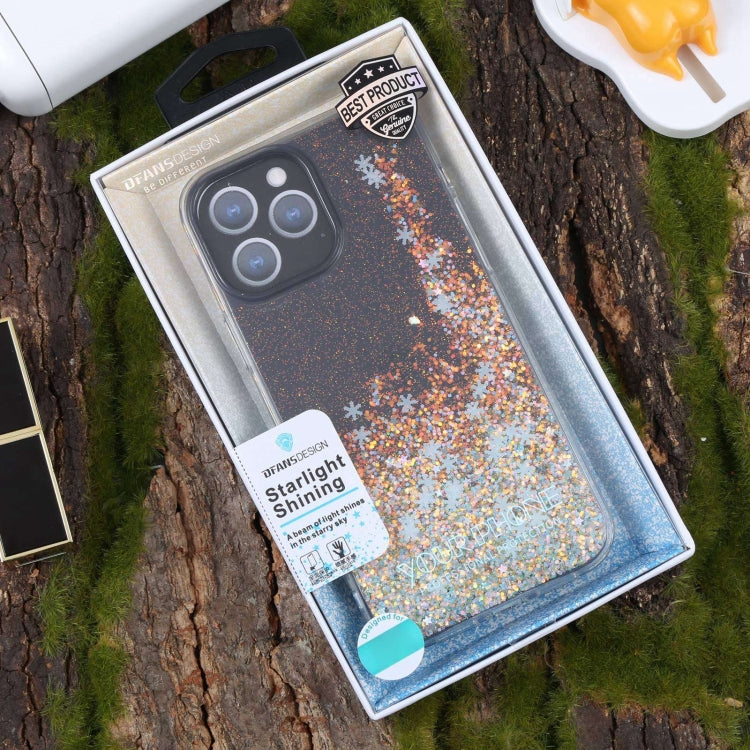 For iPhone 15 Pro DFANS DESIGN Snowflake Starlight Shining Phone Case(Black) by DFANS DESIGN