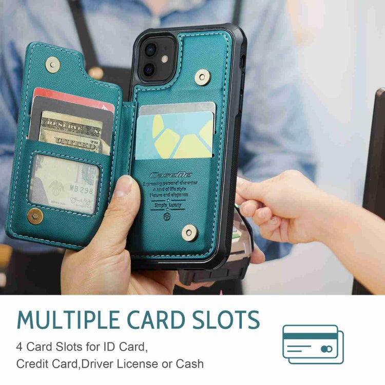For iPhone 12 / 12 Pro CaseMe C22 Card Slots Holder RFID Anti-theft Phone Case(Blue Green) by CaseMe